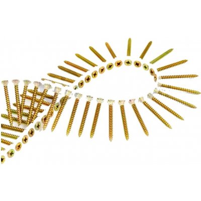 Páskovaný vrut do dřeva 3,5x30 mm, PZ, zinek žlutý, zápustná hlava – Zboží Mobilmania