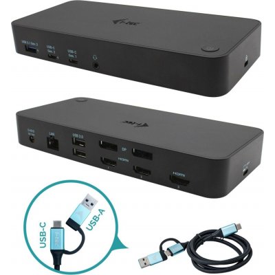 i-tec USB 3.0 / USB-C / Thunderbolt, 3x 4K Docking Station + Power Delivery 100W CATRIPLEDOCKPDPRO – Zboží Mobilmania