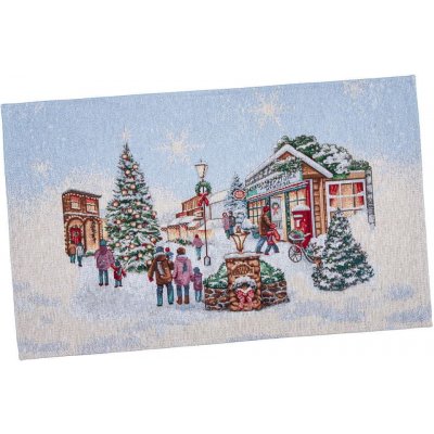 Dům Vánoc Gobelínové vánoční prostírání s motivem Zasněžená vesnička 33x53cm – Zboží Mobilmania