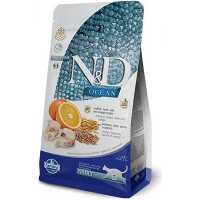 Farmina Pet Foods N&D OCEAN Cat Low Grain Adult Codfish & Orange 10 kg – Hledejceny.cz