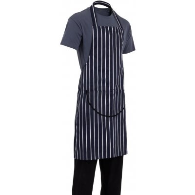 Whites Chefs Clothing zástěra s kapsou vzor řeznický proužek v námořnické modré – Hledejceny.cz