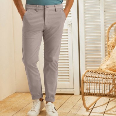 B Chino jednobarevné kalhoty béžové