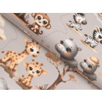 Dětská bavlněná látka/plátno Sandra SA-514 Africká zvířátka na šedém - šířka 160 cm – Zboží Dáma