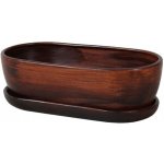 Truhlík s podmiskou KAKTUS WOOD tmavě hnědý 28 cm – Hledejceny.cz