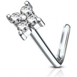 Šperky4U zahnutý piercing do nosu čiré kamínky N0099-C