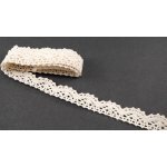 Bavlněná paličkovaná krajka - béžová - šířka 1,8 cm – Zboží Dáma