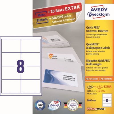 Avery Zweckform 200 listů, A4, bílé 3666-200 – Zboží Dáma