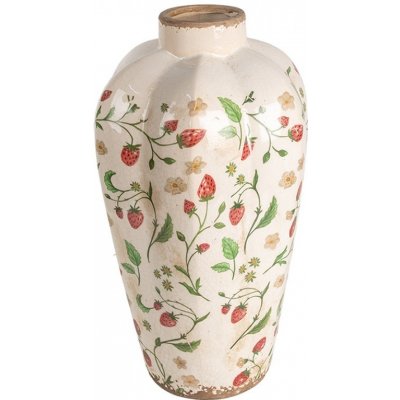 Béžová keramická váza s jahůdkami Wild Strawberries M - Ø 21*35 cm - Clayre & Eef – Hledejceny.cz
