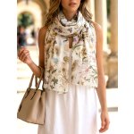 Classic Scarf šála s hnědými i růžovými květy – Sleviste.cz