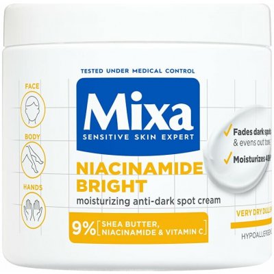 Mixa Niacinamide Bright Moisturizing Anti-Dark Spot Cream hydratační krém proti tmavým skvrnám 400 ml – Zboží Dáma
