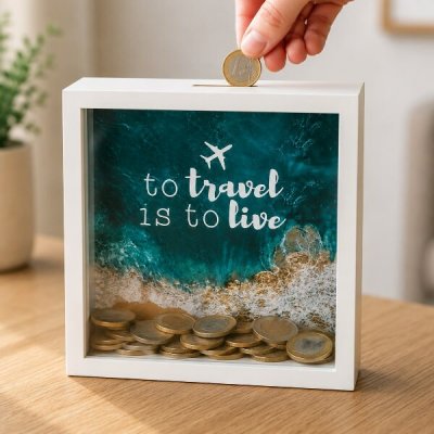 Dřevěná pokladnička To travel is to live – Zboží Dáma