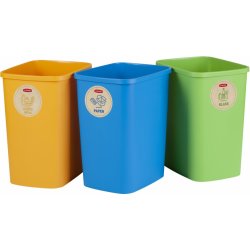 CURVER ECO Friendly 3 x 25 l Set košů na tříděný odpad modrá zelená žlutá 02174-999