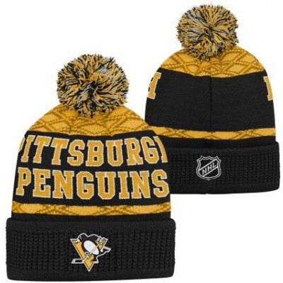Outerstuff Dětská zimní čepice Pittsburgh Penguins NHL Puck Pattern Cuffed Pom – Zboží Mobilmania