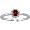Prsteny SILVEGO Stříbrný otevřený prsten Lady s pravým Granátem a Brilliance Zirconia JJJ1385RGA