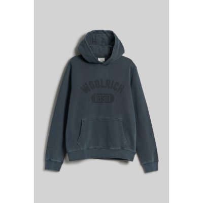 Woolrich Garmet dyed logo hoodie modrá