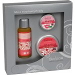 Saloos Erotika masážní olej 50 ml + Bio Karité Erotika balzám 50 ml + Bio Karité balzám na rty 19 ml dárková sada – Sleviste.cz
