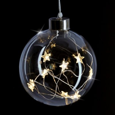 Solight LED vánoční koule skleněná 10LED 2x AA IP20 1V204 – Zboží Mobilmania