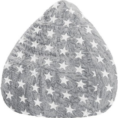 Sitting Point sedací vak Fluffy Stars plyš L šedý 90 x 70 cm – Sleviste.cz