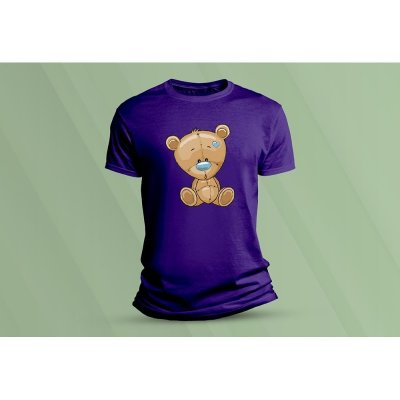 Sandratex dětské bavlněné tričko Medvídek Teddy. purpurová