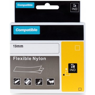 Páska PrintLine kompatibilní s DYMO 18491 Páska, pro tiskárny štítků, kompatibilní s DYMO 18491, 19mm, 3.5m, černý tisk/žlutý podklad, RHINO, nylonová, flexibilní PLTD72 – Zboží Mobilmania