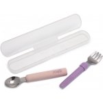 Melii Dětská vidlička a lžička s pouzdrem růžovo/fialová – Sleviste.cz