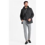 Ombre Men's short double-breasted wool coat graphite černá – Zboží Dáma