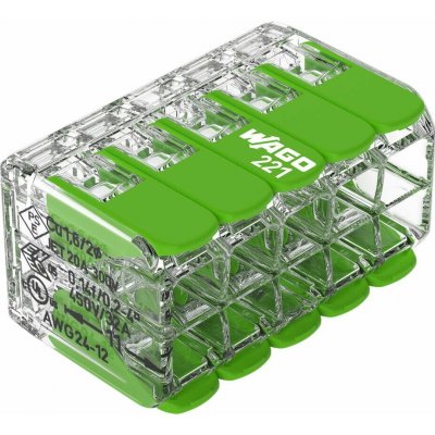 WAGO Svorka 221-430 Páčková spojovací pro všechny druhy vodičů max. 4 mm² transparentní 221-430 – Zboží Mobilmania