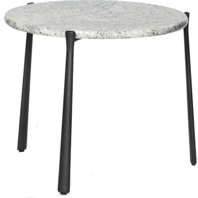 Tribu Hliníkový odkládací stolek Branch, Tribu, kulatý 60x43cm, rám hliník šedobéžová (linen), deska beton tmavě šedá (wenge)
