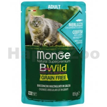 Monge BWILD CAT Grain Free ADULT Treska se zeleninou 85 g