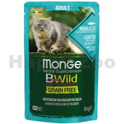 Monge BWILD CAT Grain Free ADULT Treska se zeleninou 85 g – Zboží Mobilmania