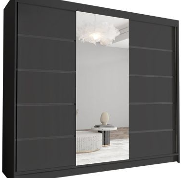 Kapol Davos VI 250 cm s velkým zrcadlem Matná černá