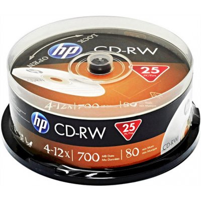 HP CD-RW 700MB 4-12x, cake box, 25ks (CWE00019-3) – Zboží Živě