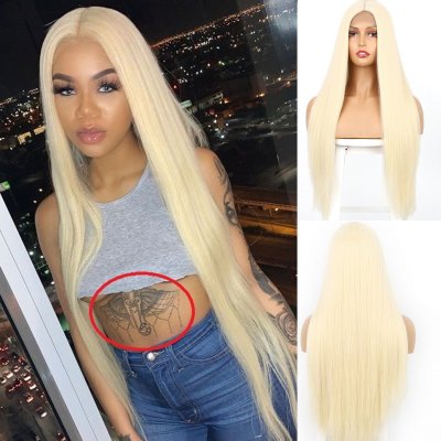 Dlouhá platinová blond paruka Erin se síťkou (lace front)