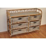 Ratanová komoda 6 zásuvek hnědá – Zboží Mobilmania