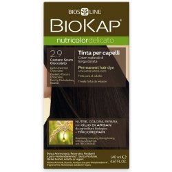 Biokap NutriColor Delicato permanentní barva na vlasy s arganovým olejem bez parfemace 2.9 Dark Chestnut Chocolate Tricorepair Complex 140 ml