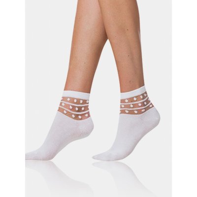 Bellinda dámské ponožky s ozdobným lemem TRENDY COTTON SOCKS bílá – Zboží Mobilmania