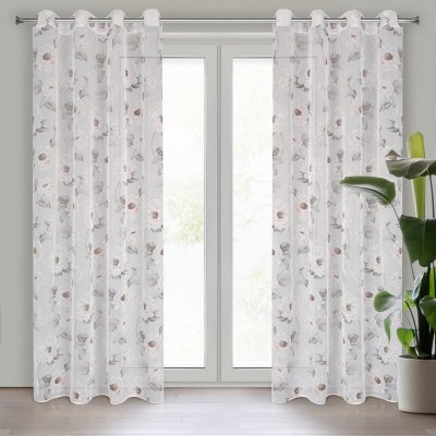 Takoy Záclona z matného etamínu s květinovým motivem 140 x 250 cm-HF-382871 | 140 x 250 cm – Zboží Mobilmania