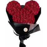 Medvídárek Pugét z růží Mickey - tmavě červený – Zboží Mobilmania