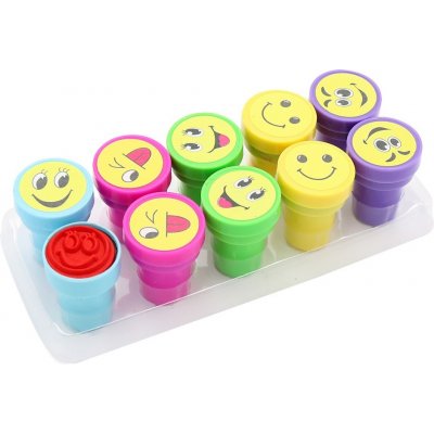Junior Dětská razítka kulatá, plastová (sada 10) smajlíků – Zboží Dáma