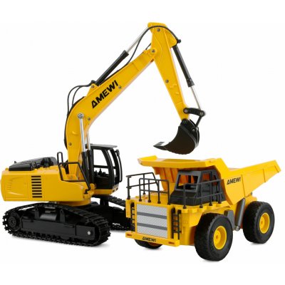 Amewi RC Sada 2 v 1 RC sklápěč dumper a RC pásový bagr, 9 kanálů, RTR v měřítku 1:24 – Zboží Dáma