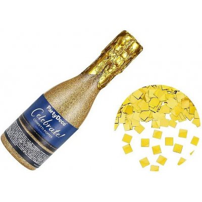 PartyDeco Vystřelovací konfety Šampáňo láhev zlaté 20,5 cm – Zboží Mobilmania