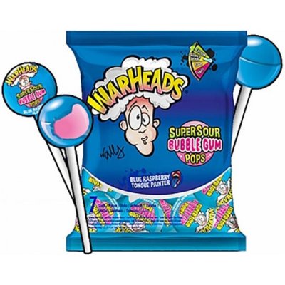 Warheads lízátko se žvýkačkou uvnitř s příchutí modré maliny 7 x 15 g – Hledejceny.cz