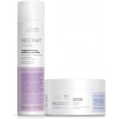 Revlon Professional Restart Purple Vánoční sada šampon na blond vlasy 250 ml + hydratační maska 250 ml + kartáč na vlasy dárková sada – Zbozi.Blesk.cz