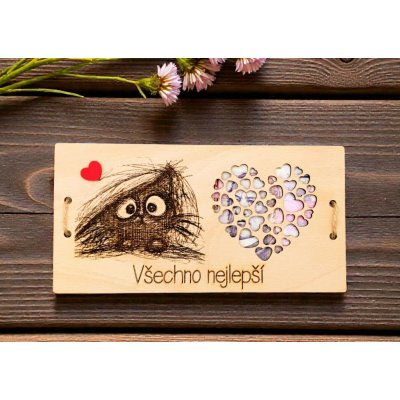 Dřevěné přání na peníze kočička – Sleviste.cz