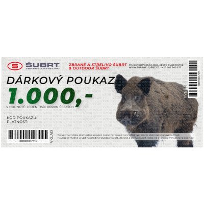 Zbraně a střelivo Šubrt Dárkový poukaz v hodnotě 1000 Kč – Zbozi.Blesk.cz