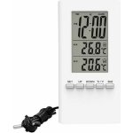 Solight Teploměr s drátovým čidlem TE09, velký LCD displej, datum, čas, bílá – Sleviste.cz