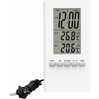 Solight Teploměr s drátovým čidlem TE09, velký LCD displej, datum, čas, bílá – Sleviste.cz