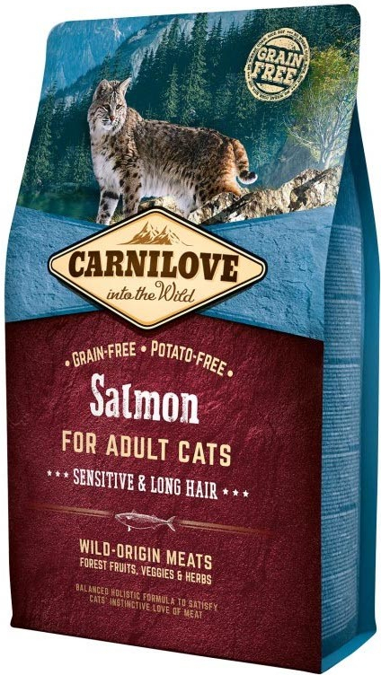 Carnilove Grain Free Cat Adult Salmon Sensitive & Long Hair 2 kg