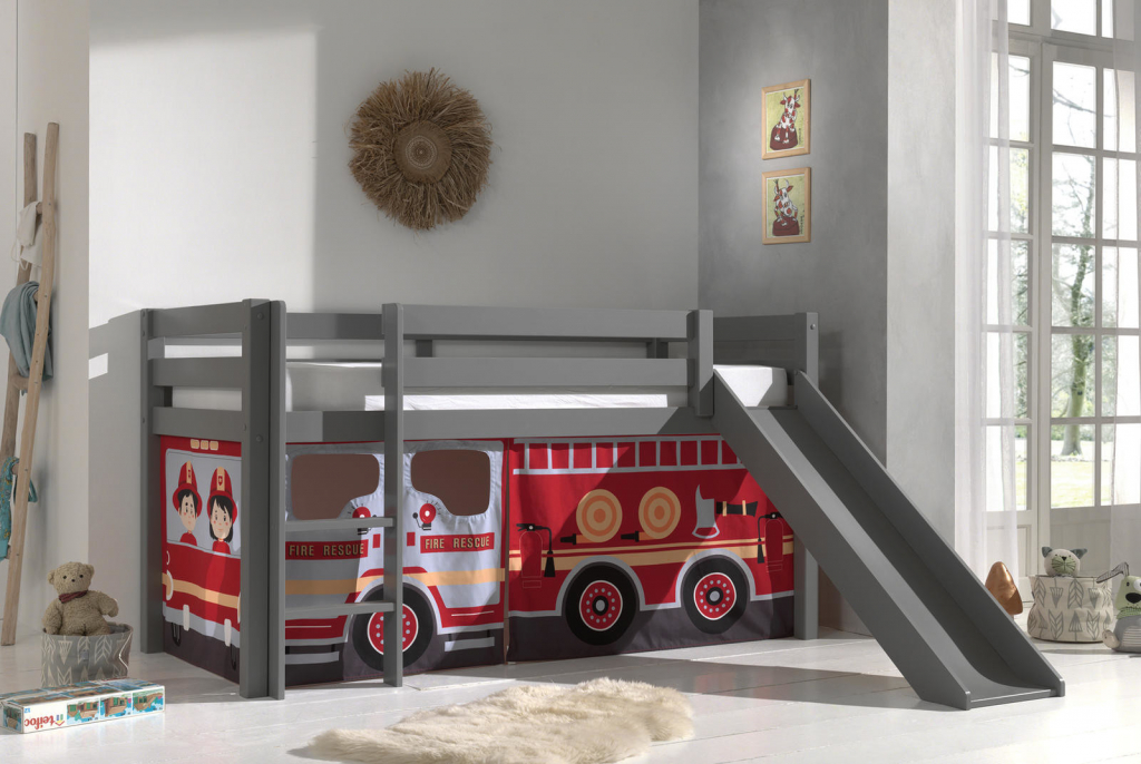 Vipack Aldo masiv s klouzačkou Fire truck Pino grey