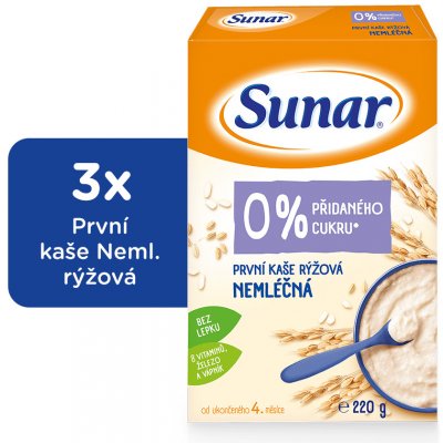 Sunar Nemléčná kaše první rýžová 3 x 220 g – Zboží Mobilmania